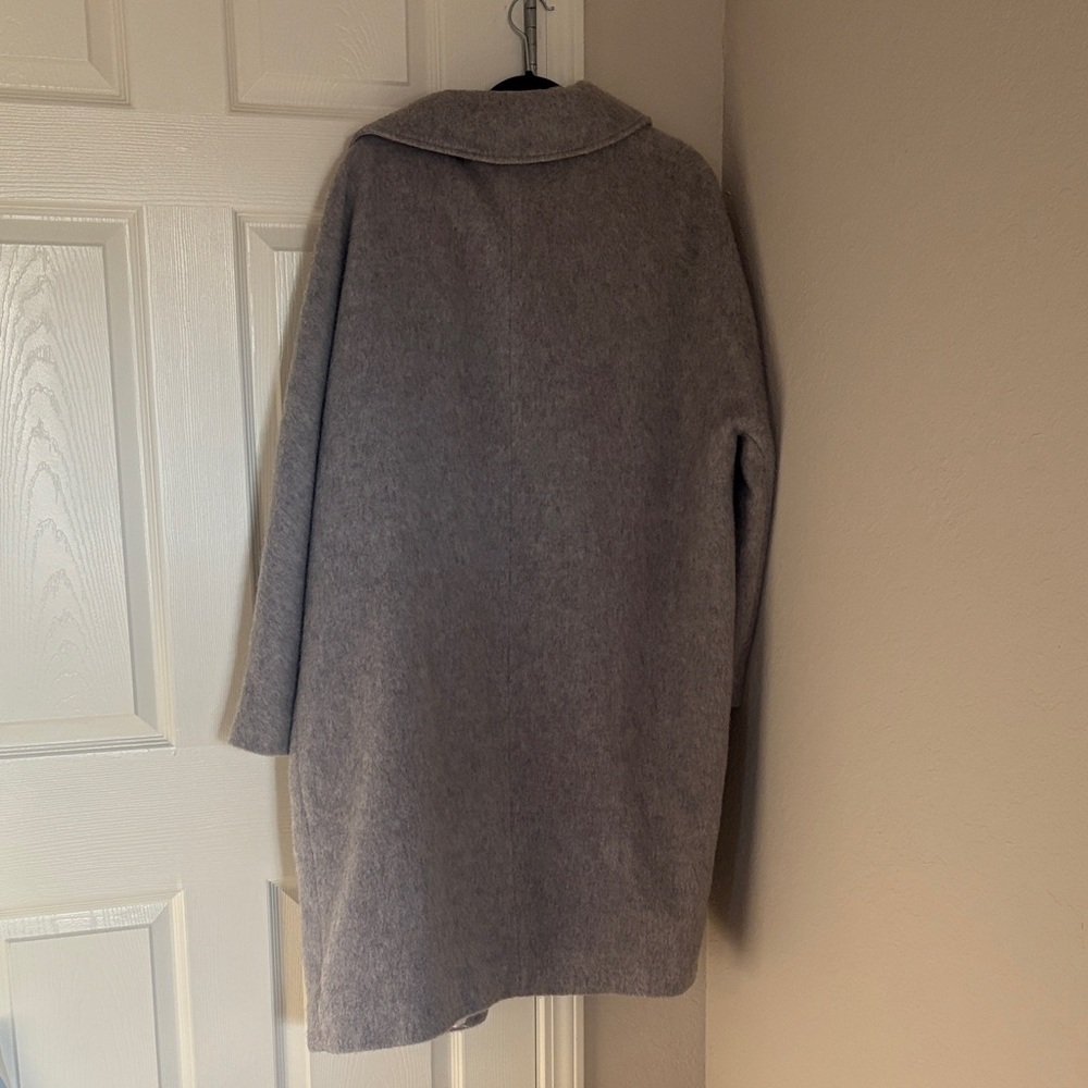 Sezane Pale Gray Double-Breasted Wool Pea Coat - Picture 10 of 10